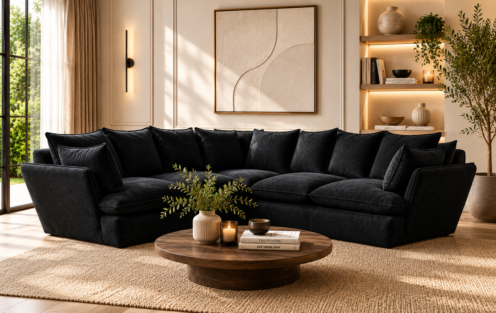 Marino Medium Corner Feather Sofa - luxury velvet corner sofa by Vogue Vocus view 5