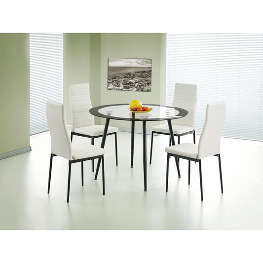Arden Faux Leather Dining Chairs with White Faux Leather and Black Frame - luxury dining furniture