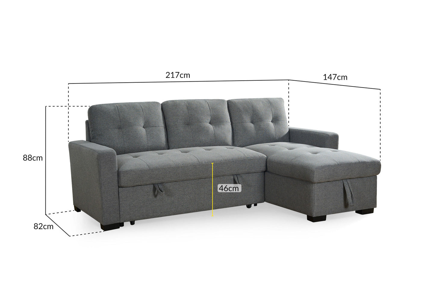 Arden Universal Corner Sofa Bed in Grey