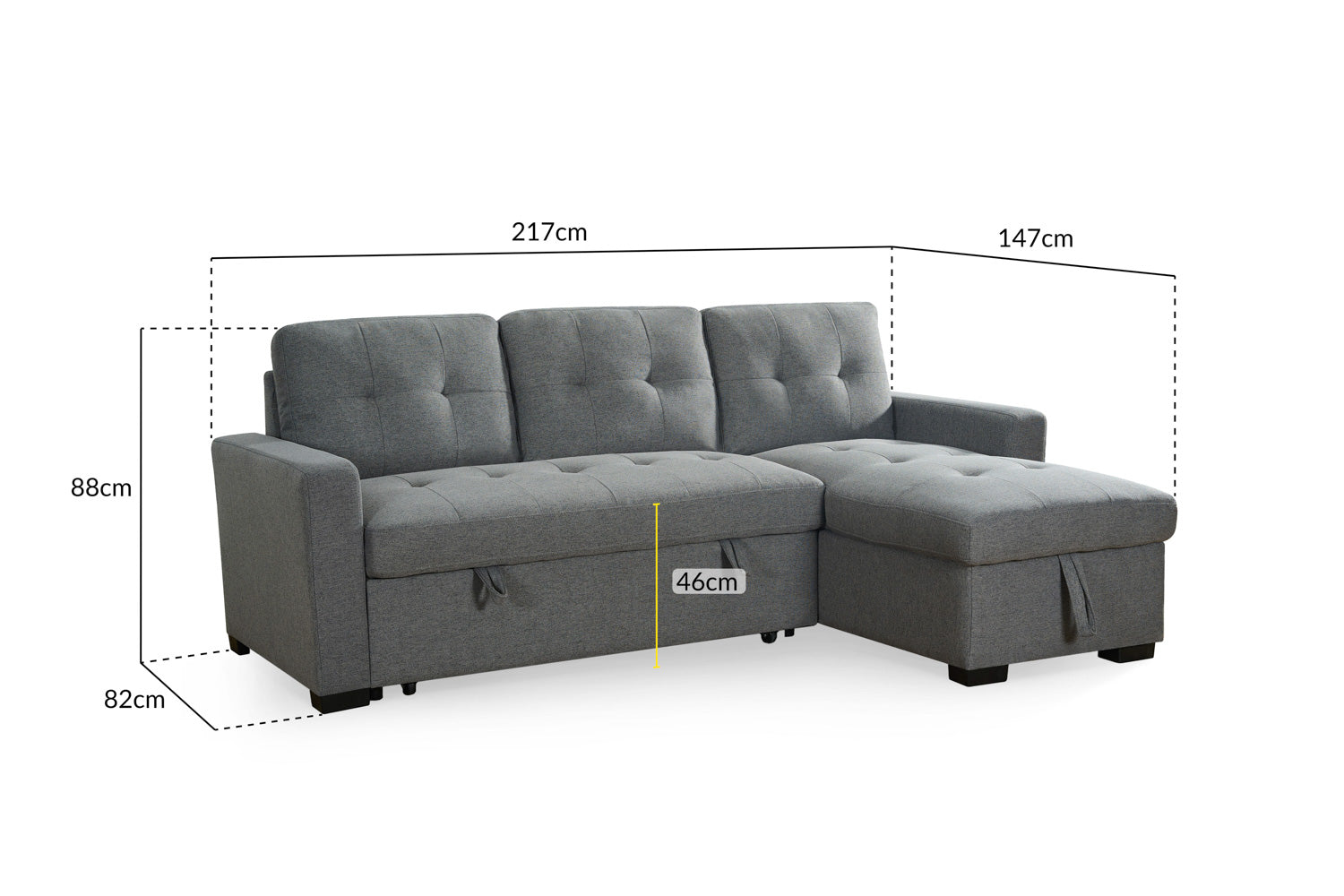Arden Universal Corner Sofa Bed in Grey