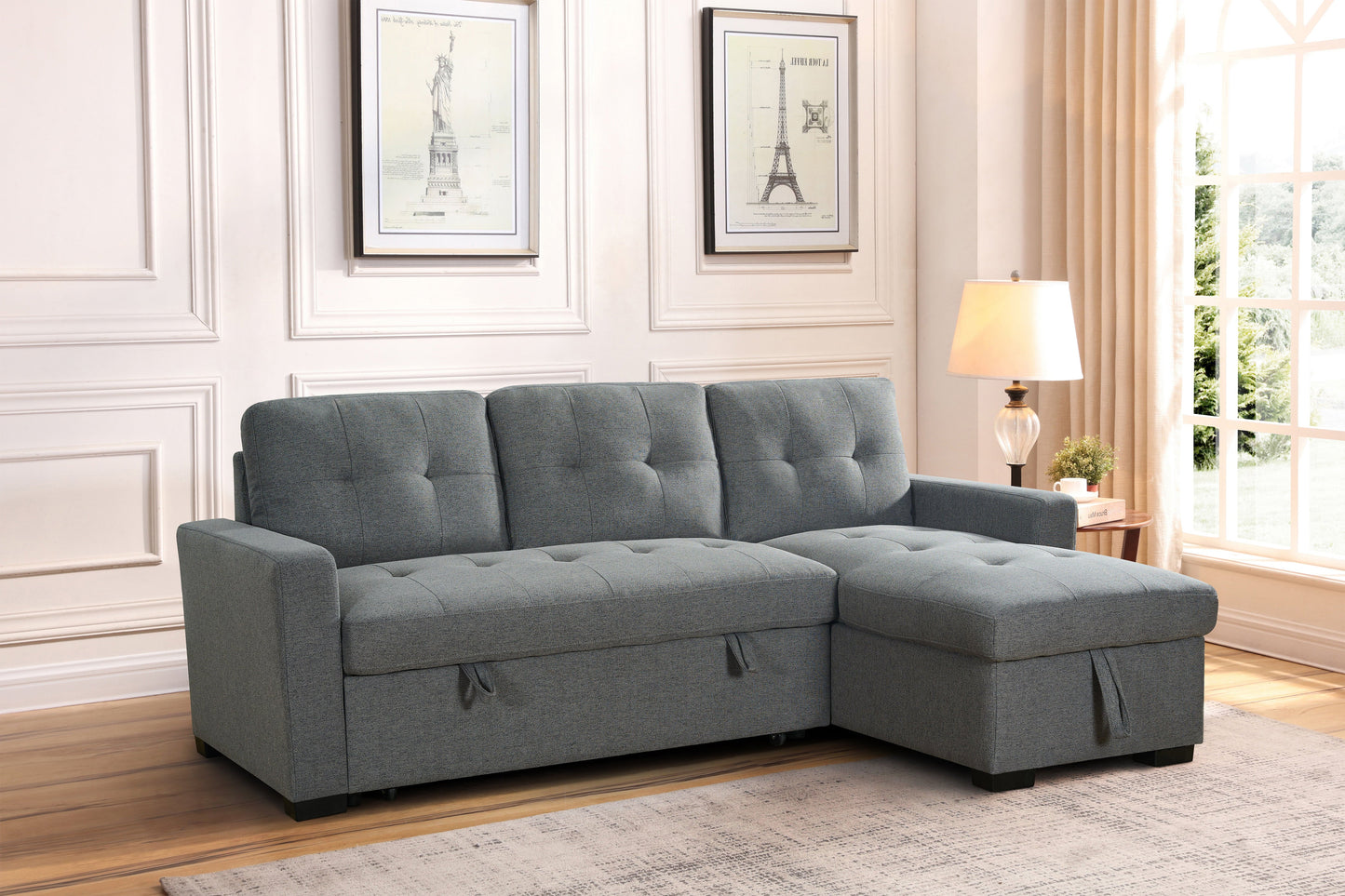 Arden Universal Corner Sofa Bed in Grey