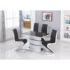 Aldridge Small High Gloss Dining Table White with Black Glass Top - luxury dining furniture