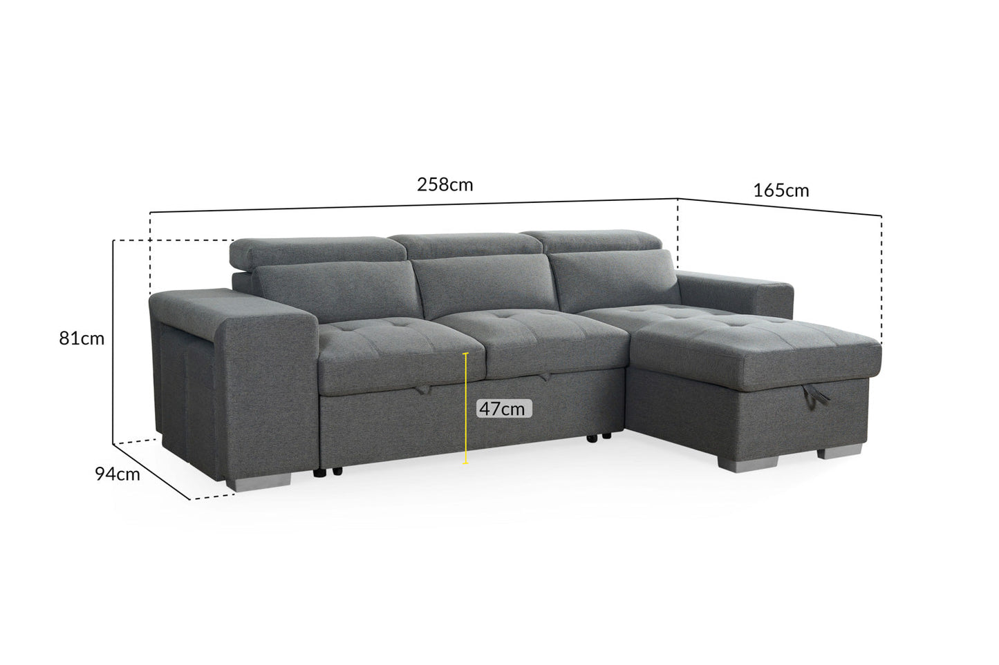 Aurelia Universal Corner Sofa Bed in Grey