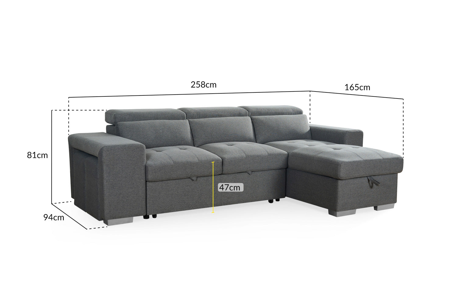 Aurelia Universal Corner Sofa Bed in Grey