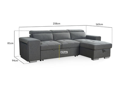 Aurelia Universal Corner Sofa Bed in Grey