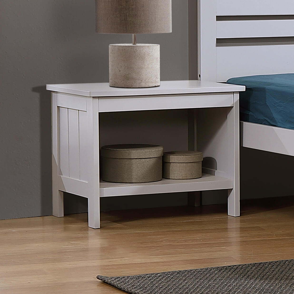 Astonbury Bedside Table Solid Hardwood Grey