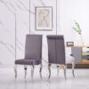 Avalon Velvet Fabric Dining Chair Grey and Silver (2s) - luxury dining furniture