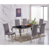 Avalon Dining Table Black Glass with Silver Legs - luxury dining furniture