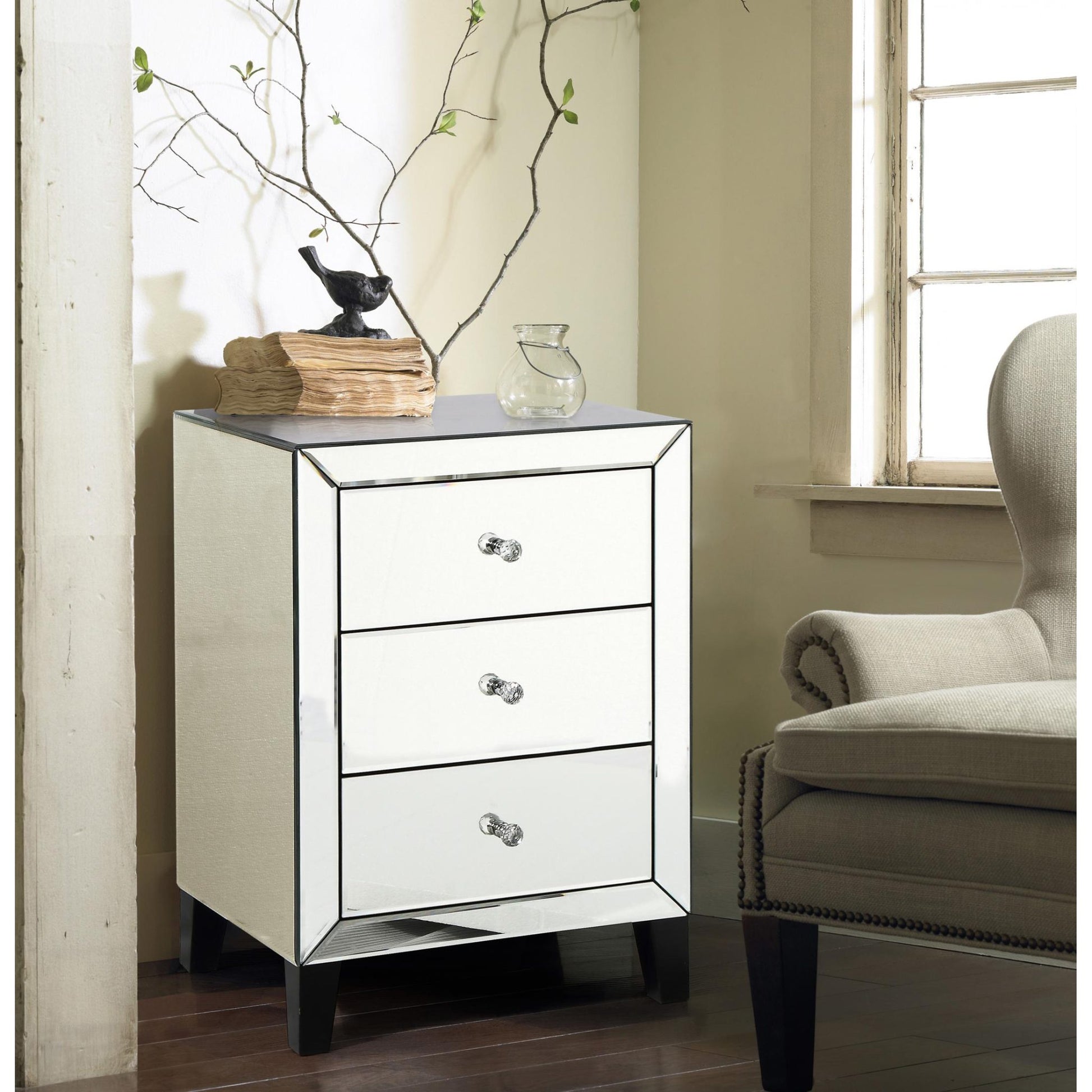 Augusta Bedside Table Mirror 3 Drawer