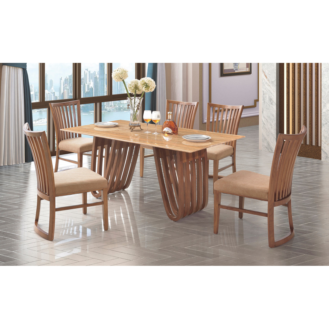 Aurora Dining Chair Solid Wood Frame - luxury dining furniture