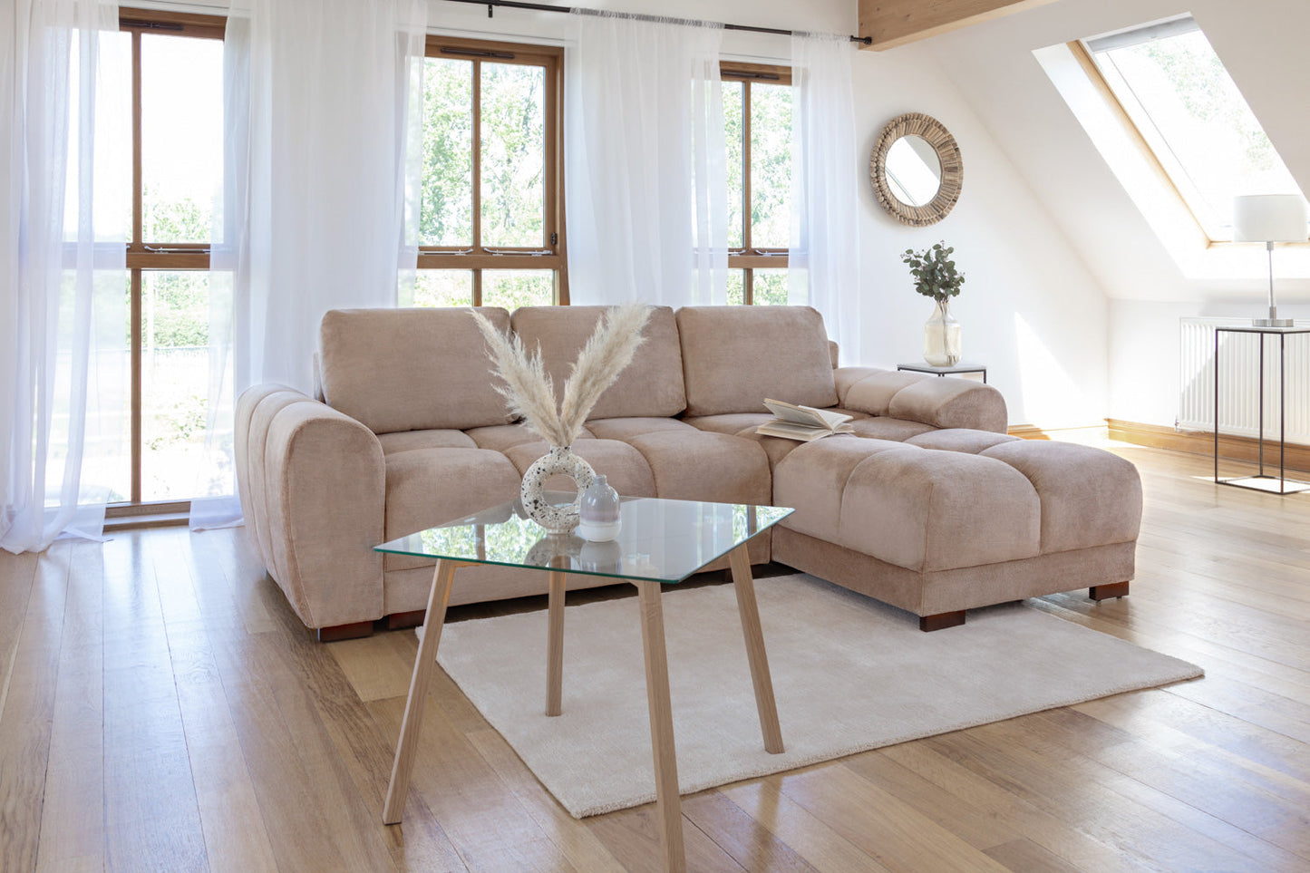 Lorenza Universal Corner Sofa Bed in Mocha