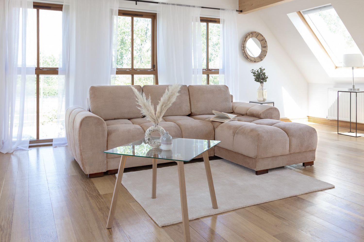 Lorenza Universal Corner Sofa Bed in Mocha