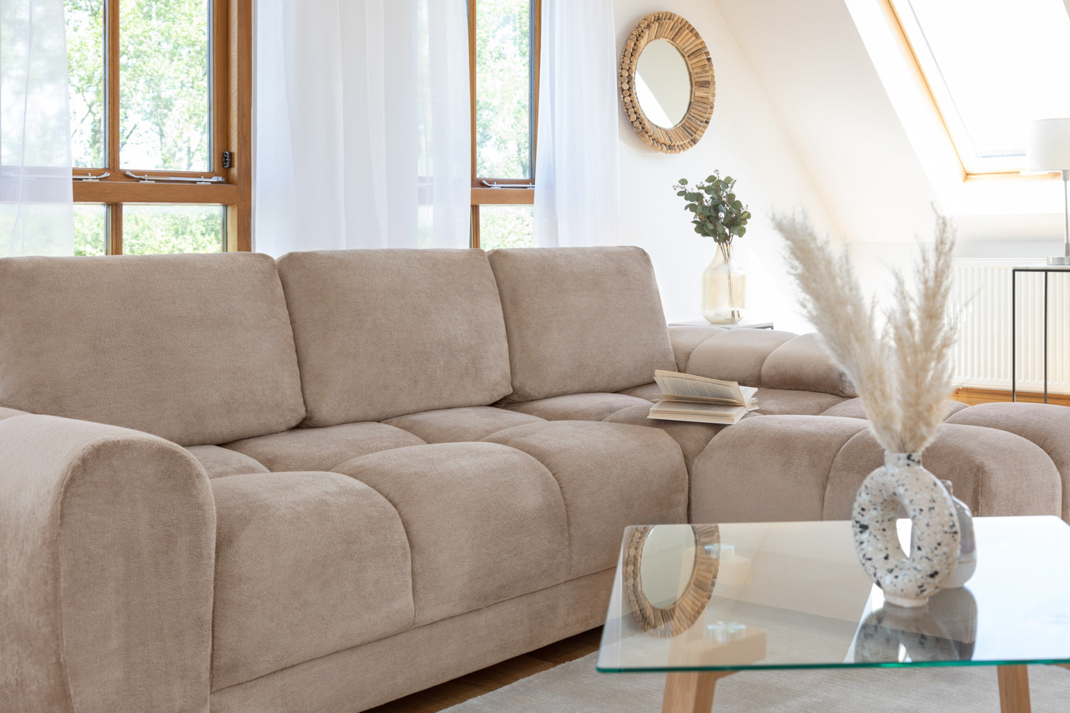 Lorenza Universal Corner Sofa Bed in Mocha