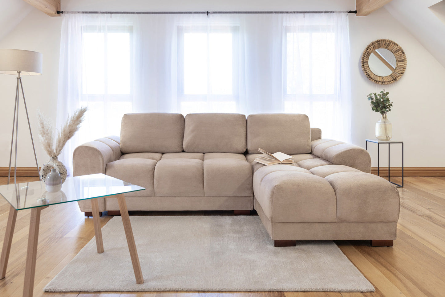 Lorenza Universal Corner Sofa Bed in Mocha