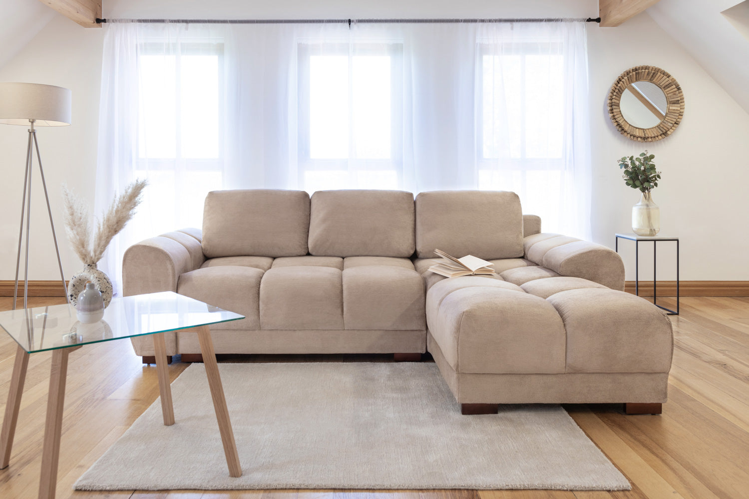 Lorenza Universal Corner Sofa Bed in Mocha