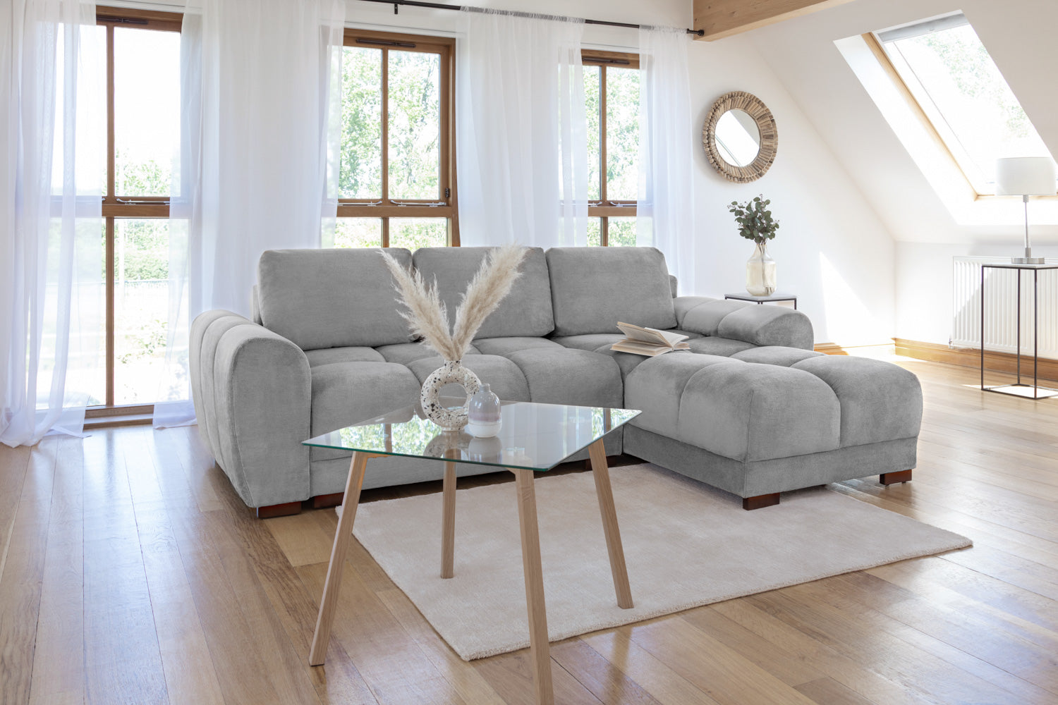 Lorenza Universal Corner Sofa Bed in Grey
