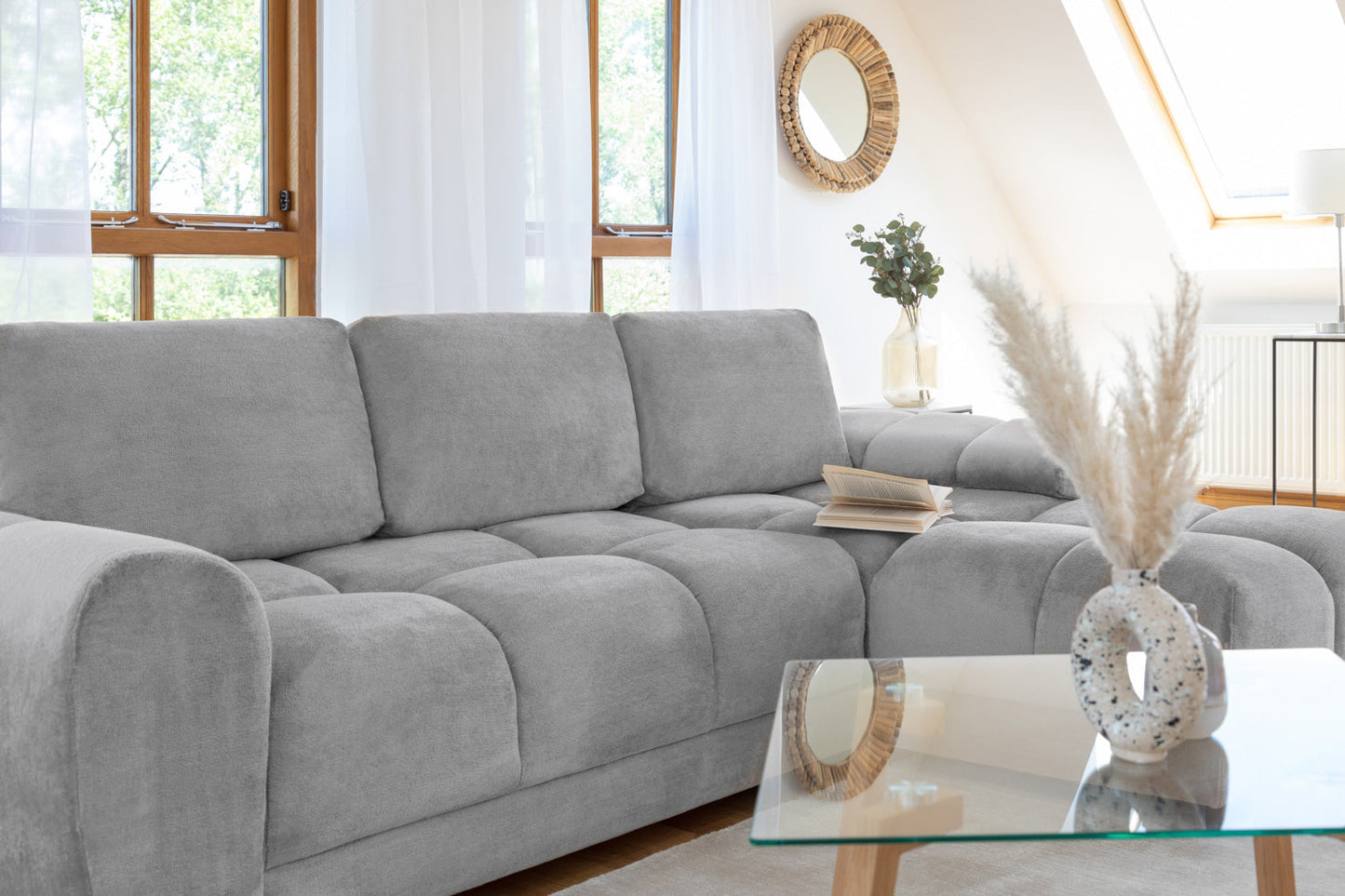 Lorenza Universal Corner Sofa Bed in Grey