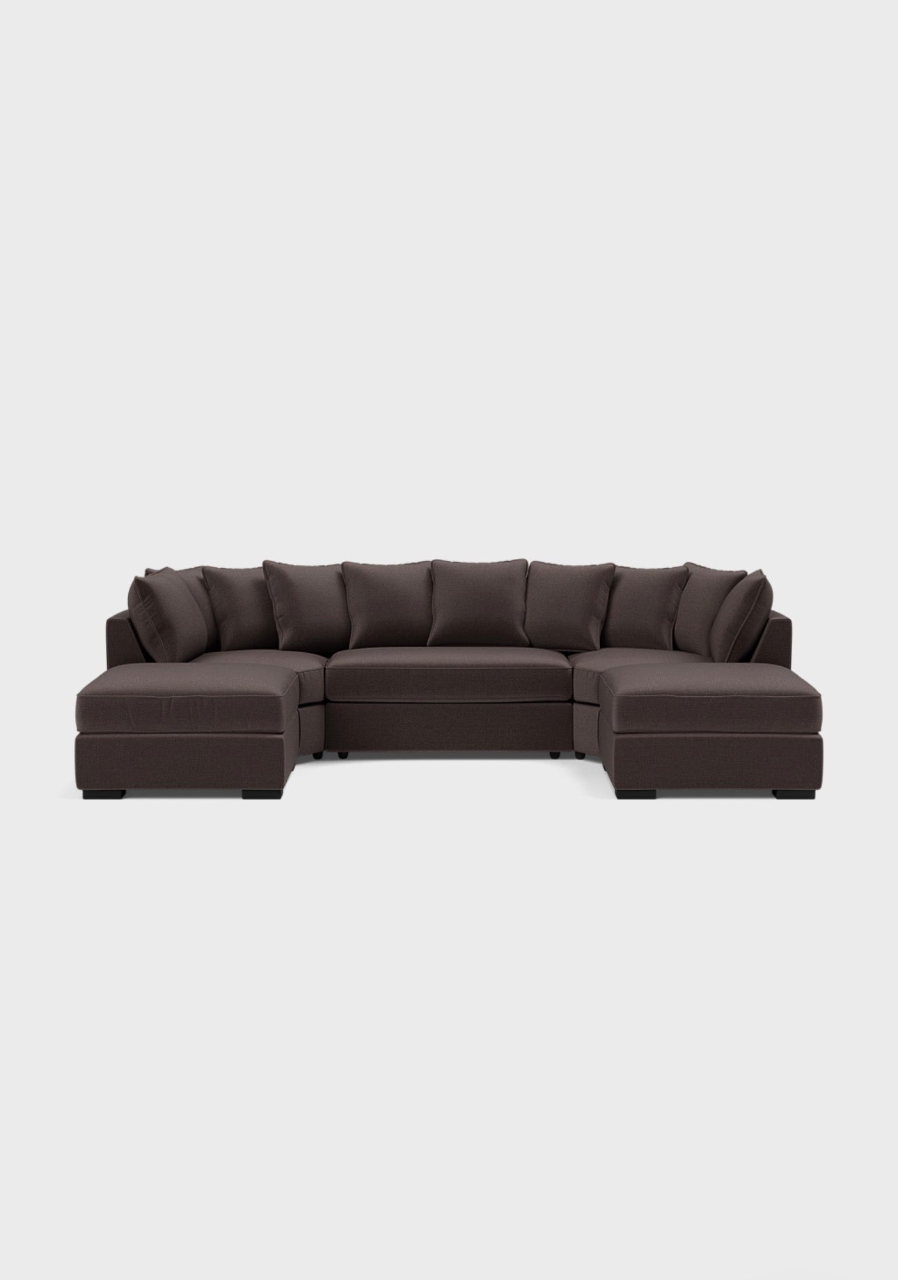 Micro U Shape Luxe Chenille Sofa - luxury chenille U-shape sofa in black by Vogue Vocus view 6