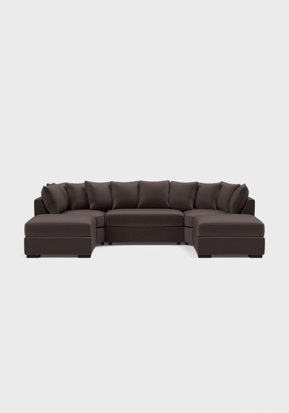 Micro U Shape Luxe Chenille Sofa - luxury chenille U-shape sofa in black by Vogue Vocus view 6