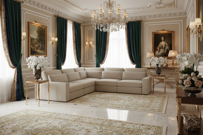 Chesham Elite Modular Double Corner - luxury chenille corner sofa in black by Vogue Vocus