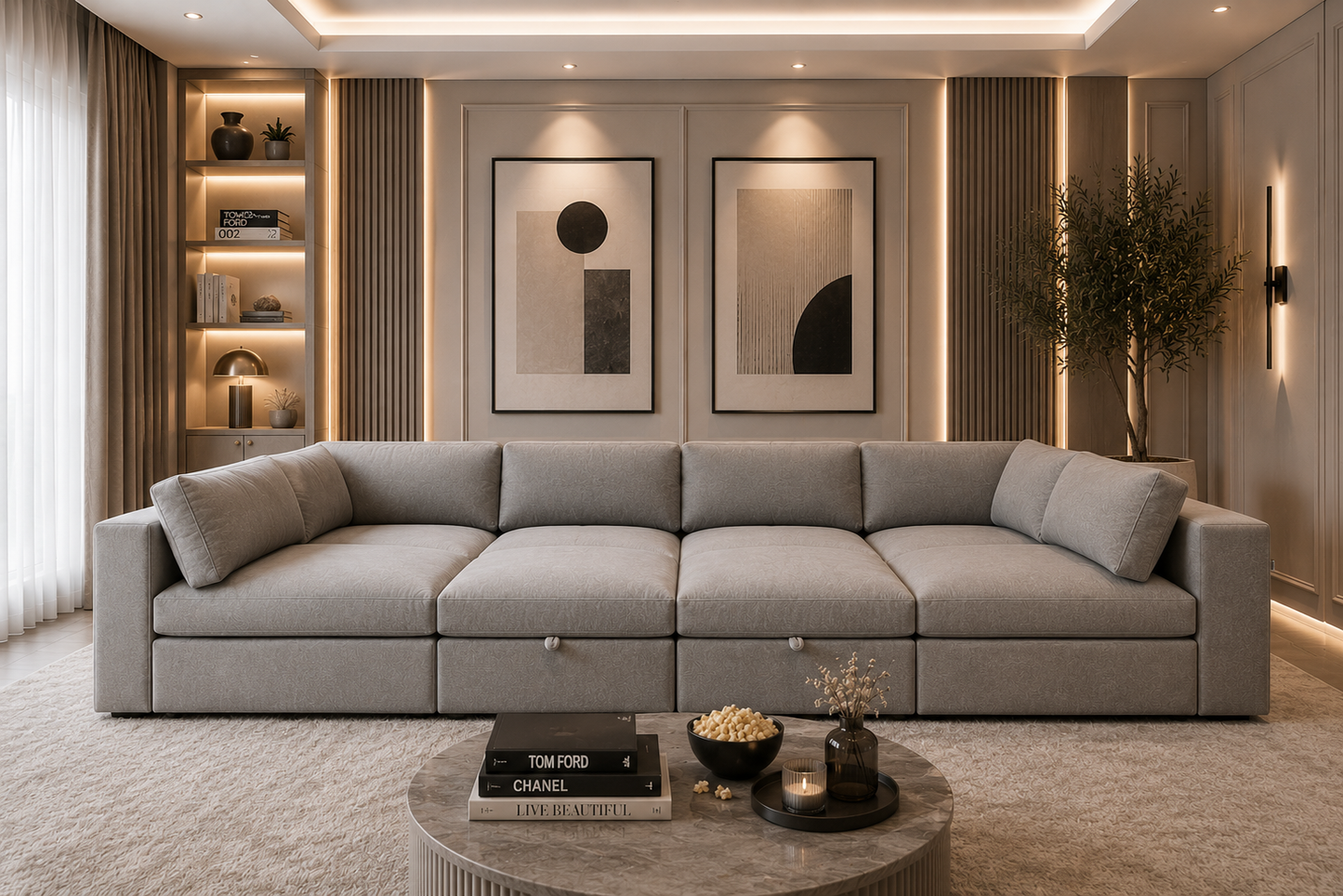 Belva Grand Pit Modular Sofa with Storage