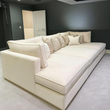 Oscar Cinema Velvet Sofa – Feather Filled Seats - luxury velvet modular sofa in slate by Vogue Vocus view 20