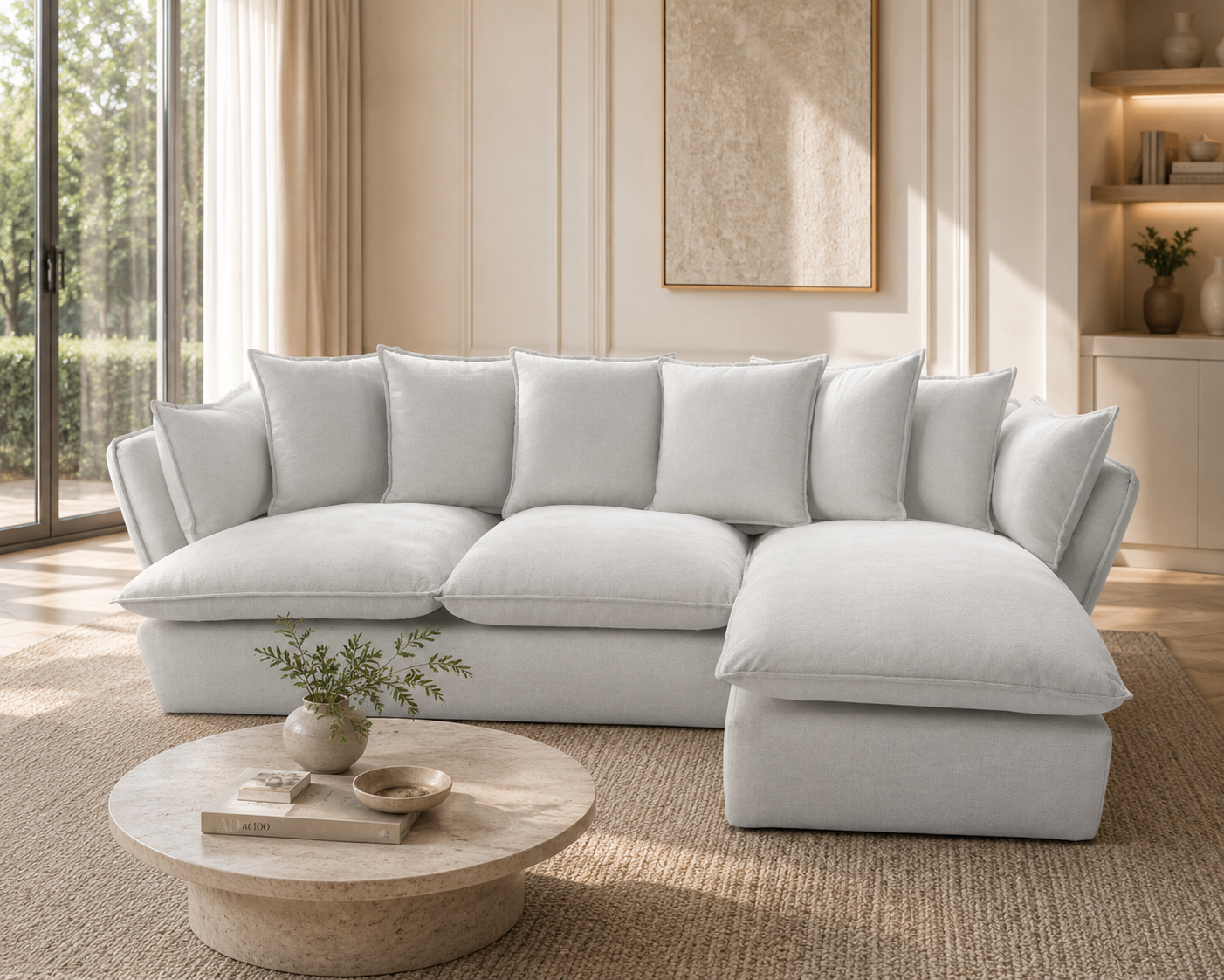 Marino Right Hand Chase Feather Sofa - luxury velvet corner sofa by Vogue Vocus