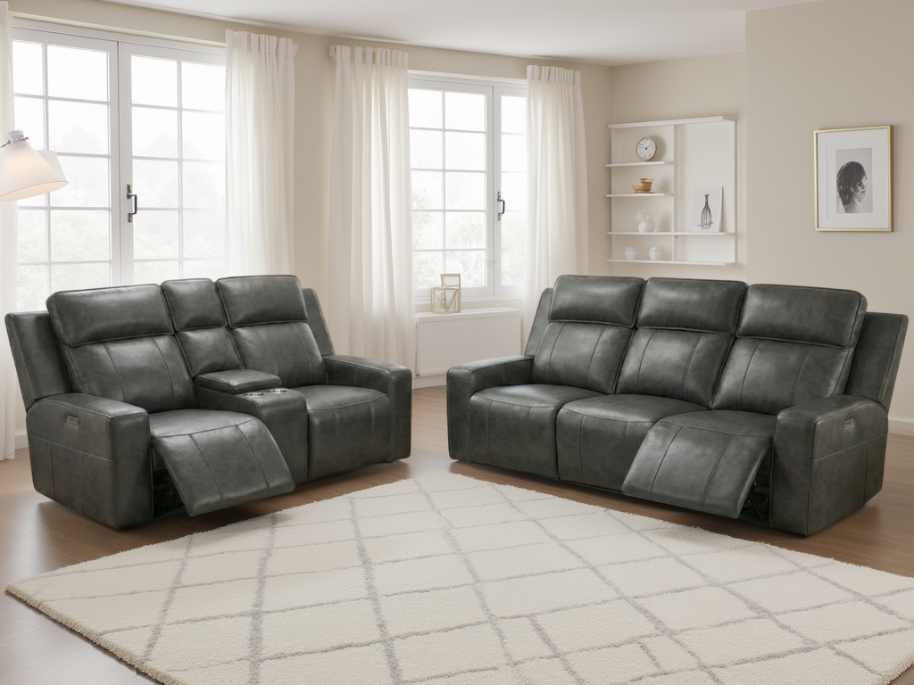 Valencia Recliner Sofa 3-2 Set in Grey