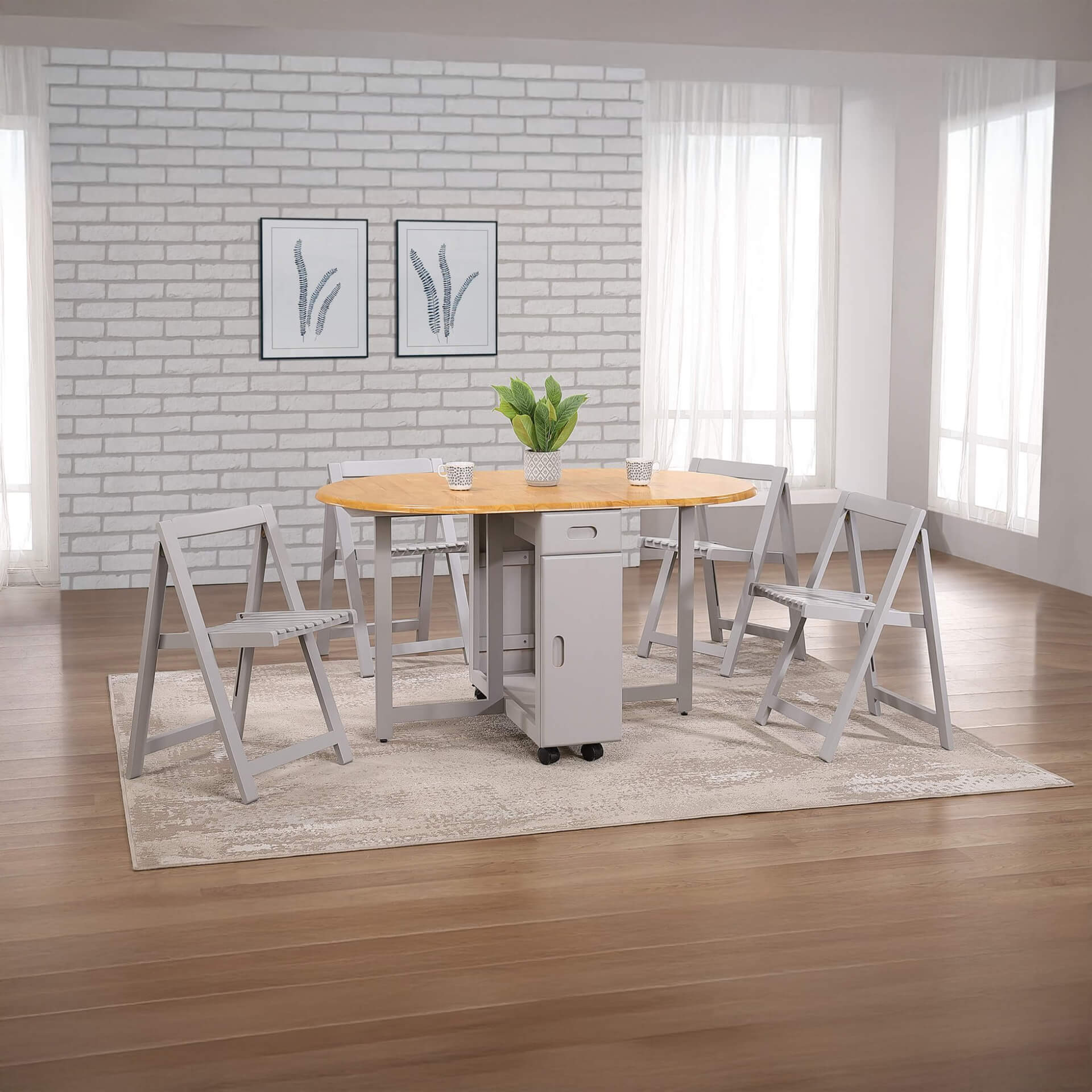 Butterfly Dining Set with 4 Dining Chairs Oak and Grey - luxury dining furniture
