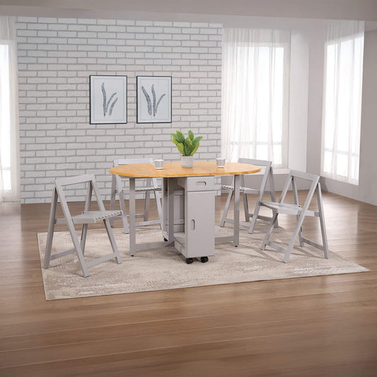 Butterfly Dining Set with 4 Dining Chairs Oak and Grey - luxury dining furniture