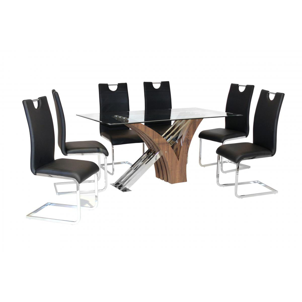 Caspian Glass Dining Table Walnut Colour - luxury dining furniture