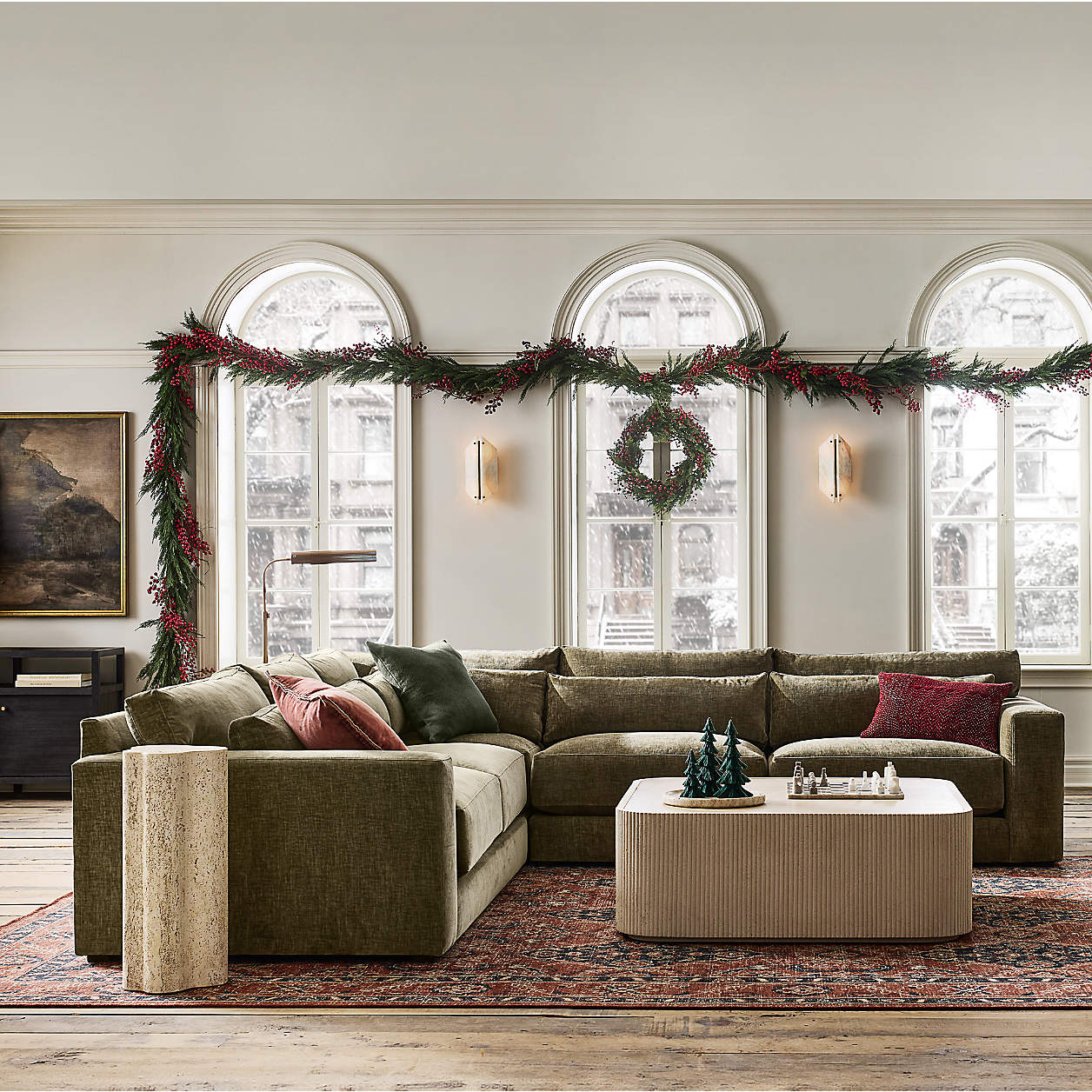 Valencia Deep Seat Modular Sofa Collection - luxury velvet modular sofa in cream by Vogue Vocus view 7