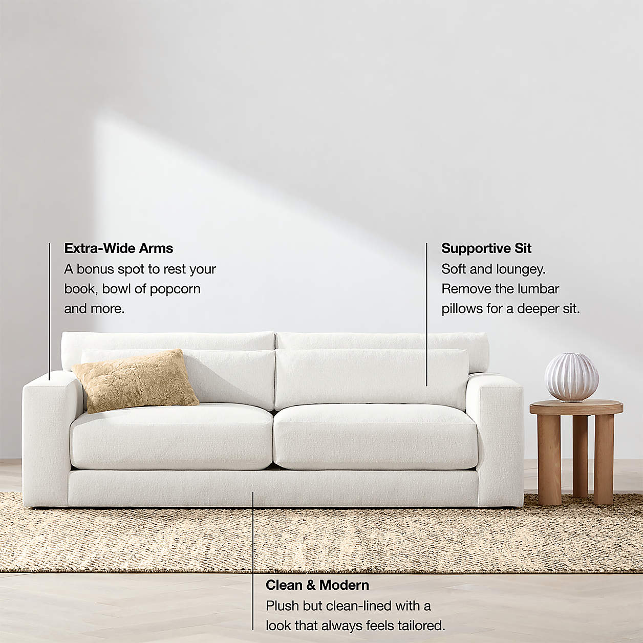 Valencia Deep Seat Modular Sofa Collection - luxury velvet modular sofa in cream by Vogue Vocus view 5