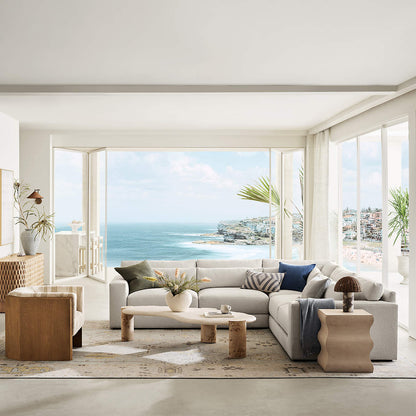 Valencia Deep Seat Modular Sofa Collection - luxury velvet modular sofa in cream by Vogue Vocus view 4