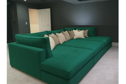 Oscar Cinema Velvet Sofa – Feather Filled Seats - luxury velvet modular sofa in slate by Vogue Vocus view 18