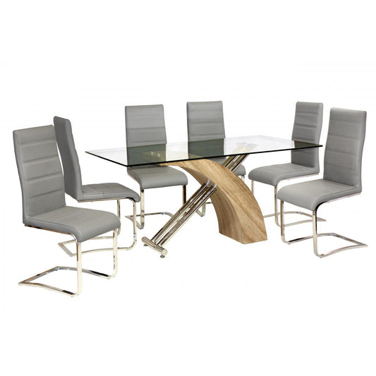 Chiswell Dining Table Chrome and Natural - luxury dining furniture