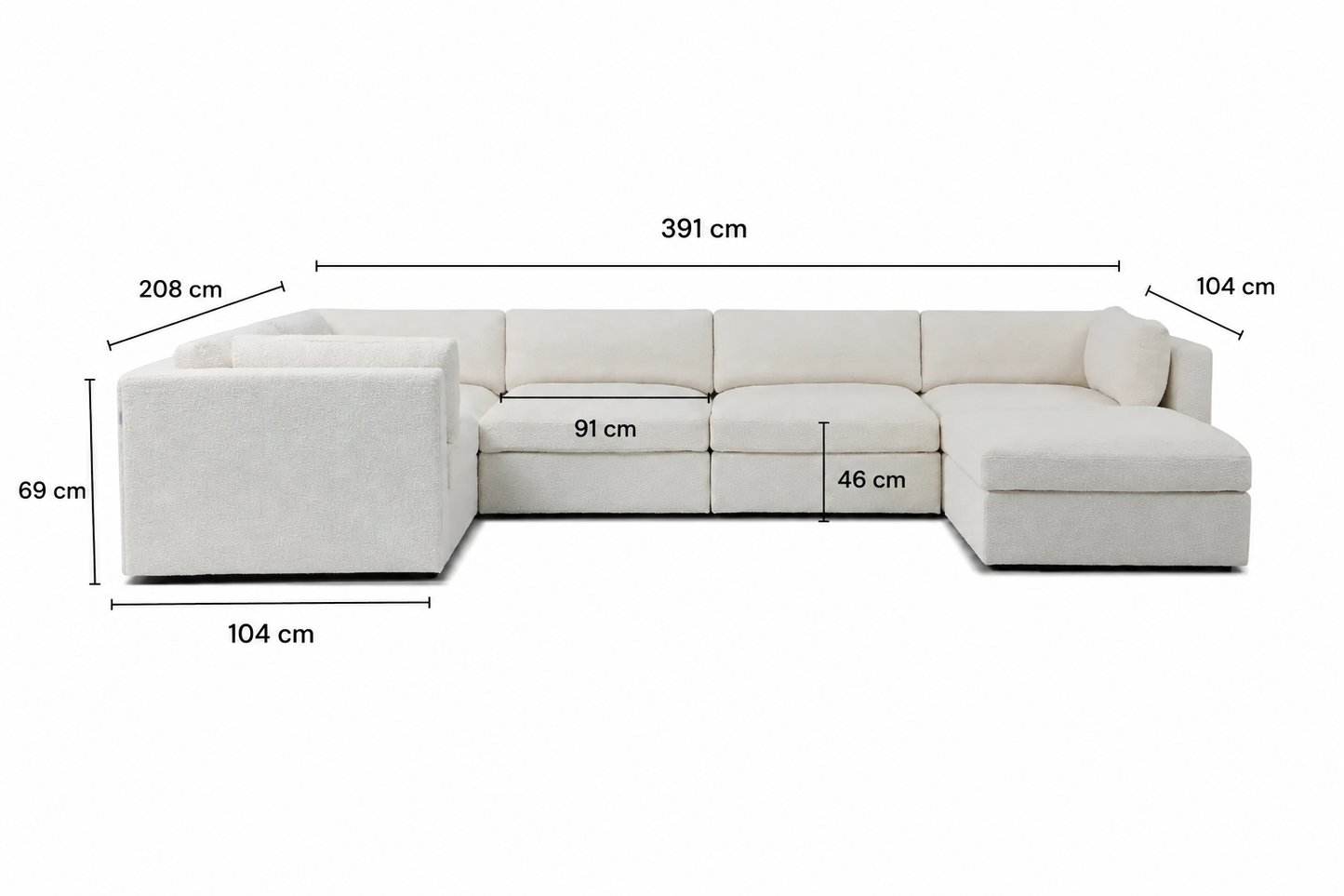 Belva Modular Grand Corner with Storage Ottoman Sofa