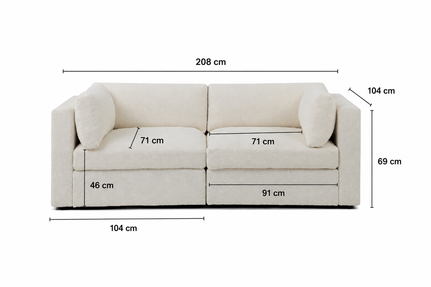Belva 2 Seater Modular Sofa
