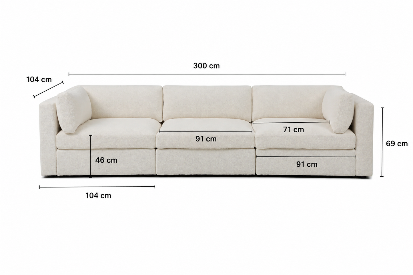 Belva 3 Seater Modular Sofa