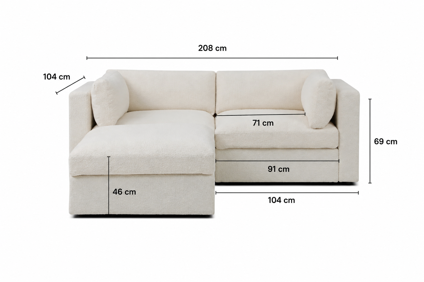 Belva 2 Seater with Stool Modular Sofa