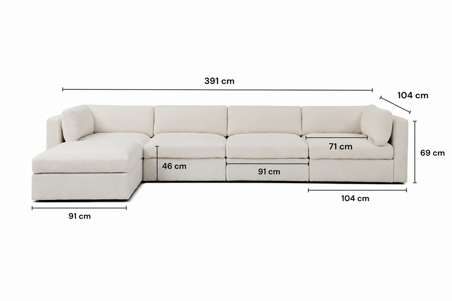 Belva 4 Seater Modular Sofa with Storage Ottoman