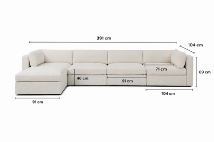Belva 4 Seater Modular Sofa with Storage Ottoman