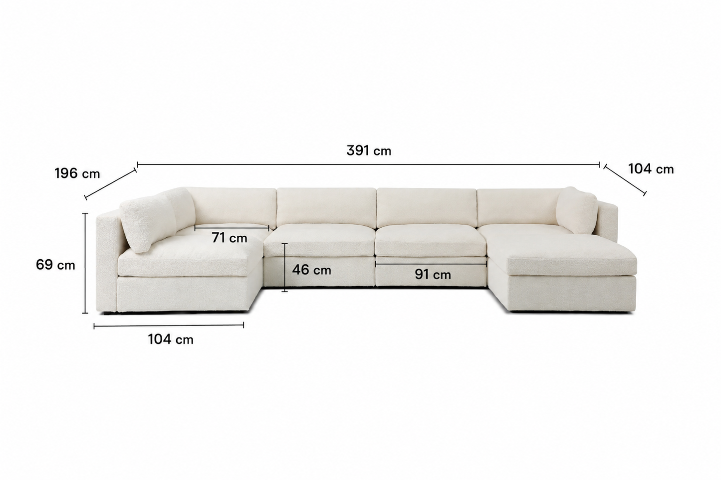 Belva U Shape Modular Sofa with Storage