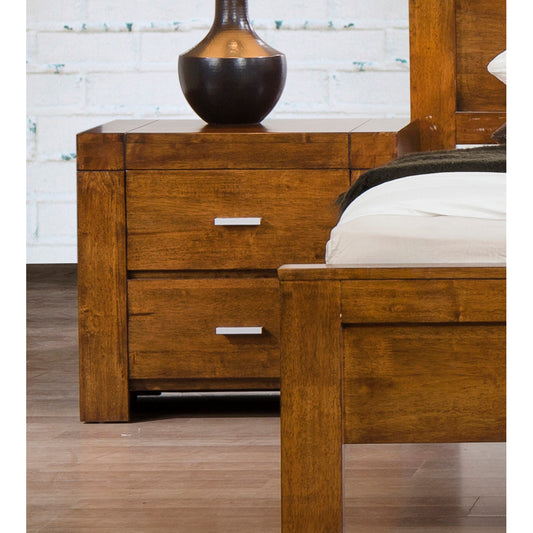 California Bedside Table Solid Rubberwood Rustic Oak