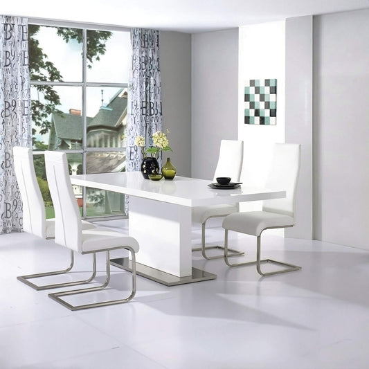 Chaffee Dining Table White High Gloss - luxury dining furniture
