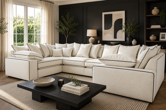 Maison Large U Shape Sofa With Contrast Piping Pillow Back