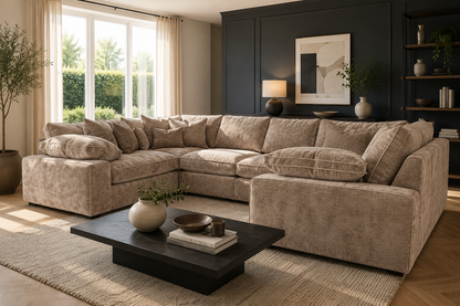Maison Large U Shape Sofa With Contrast Piping Full Back