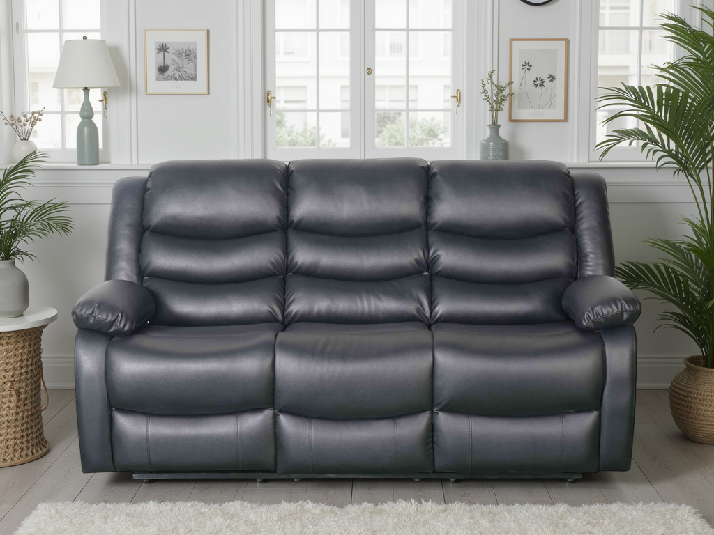 Mayfair 3 Seater Recliner Sofa in Black