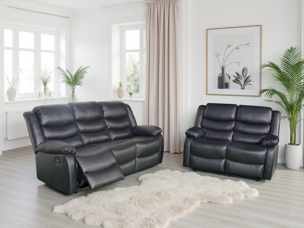 Mayfair Recliner Sofa 3-2 Set in Black