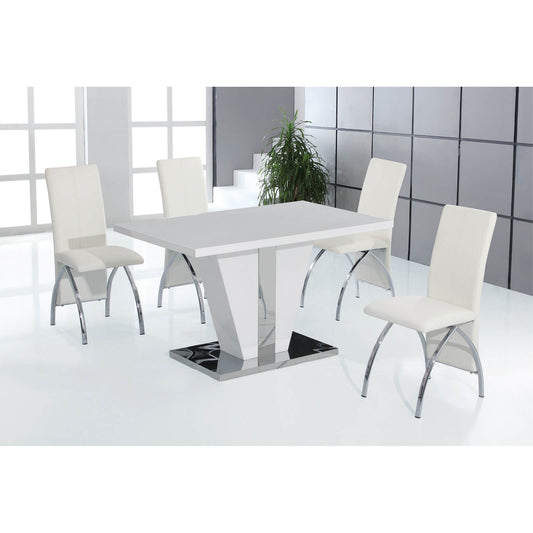 Costilla Dining Table White with Stainless Steel - luxury dining furniture